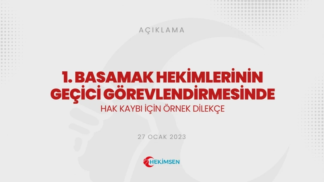 1. Basamak Hekimlerinin Geçici ASM Görevlendirmesinde Yatırılmayan Ek Ödeme İçin Örnek Dilekçe | HEKİMSEN
