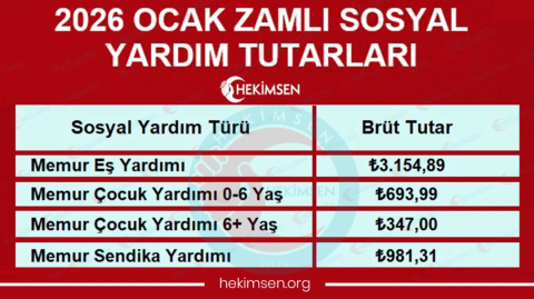 HEKİMSEN 2026 Ocak Zamlı Sosyal Yardım Tutarları | HEKİMSEN