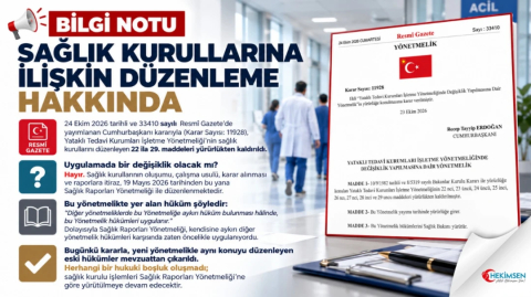 BİLGİ NOTU | Sağlık Kurullarına İlişkin Düzenleme Hakkında | HEKİMSEN