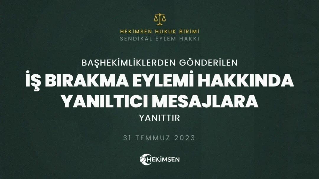 HEKİMSEN İl Sağlık Müdürlükleri ve Başhekimliklerden 31 Temmuz 2023 Tarihinde Gönderilen Mesaja Yanıt | HEKİMSEN