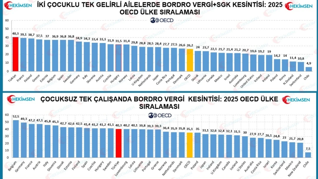 HEKİMSEN Türkiye, iki çocuklu tek gelirli ailelerde vergi takozu yükünde OECD şampiyonu! | HEKİMSEN