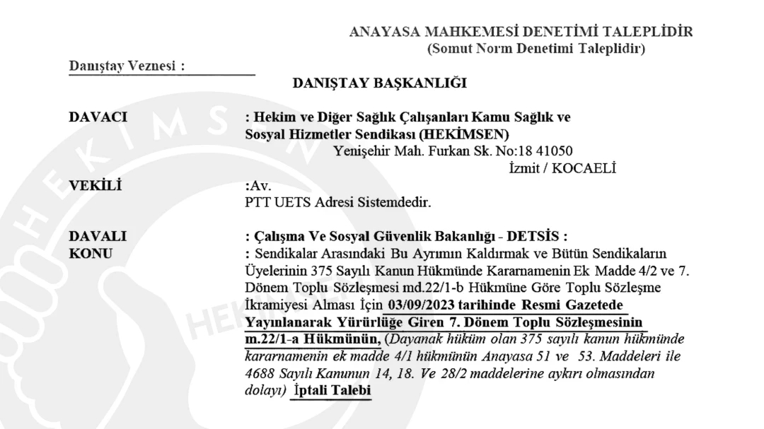 Hekimsen sendika barajı davası
